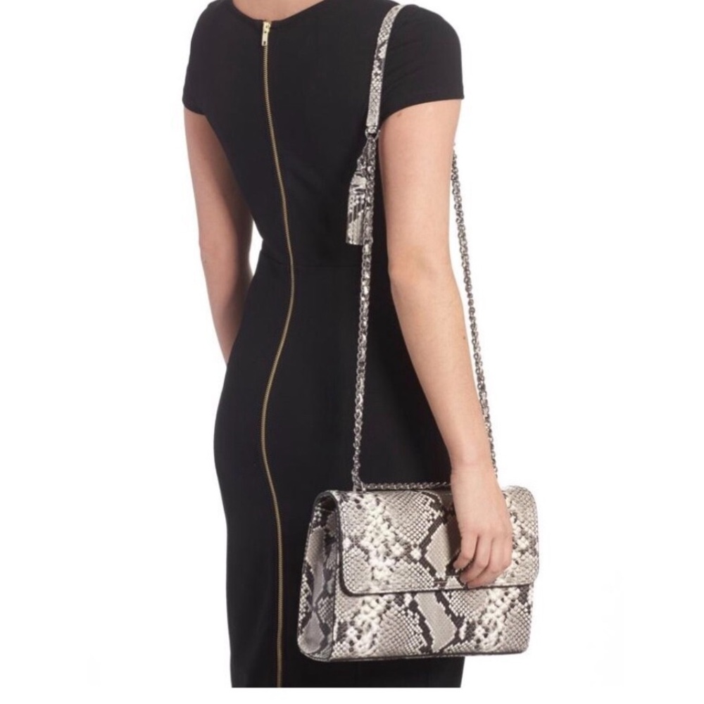 Tory Burch Snakeskin Shoulder Bag - Black and Cream